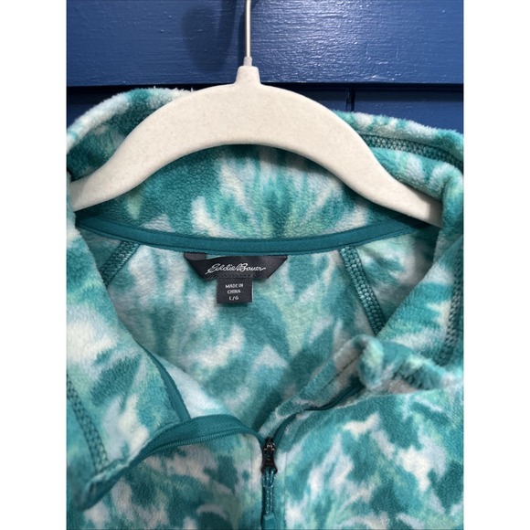 EDDIE BAUER (Large) Womens 1/4 Zip Polar Fleece Pullover Top Ikat Fabric - Picture 2 of 14